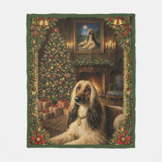 Afghan Hound Holiday Christmas Throw Blanket Fleecedecke