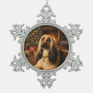 Afghan Hound Holiday  Schneeflocken Zinn-Ornament