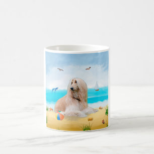Afghan Hound Hund am Strand Kaffeetasse