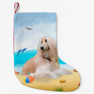 Afghan Hound Hund am Strand Kleiner Weihnachtsstrumpf