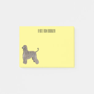 Afghan Hound-Hund Cartoon-Illustration Post-it Klebezettel