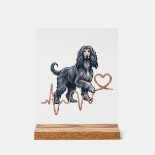Afghan Hound Hund Herzschlag Linie Herz Acrylschild