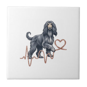 Afghan Hound Hund Herzschlag Linie Herz Fliese