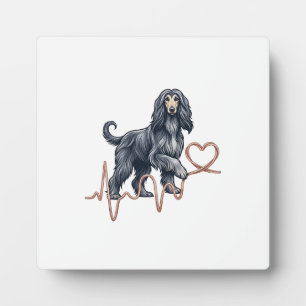 Afghan Hound Hund Herzschlag Linie Herz Fotoplatte