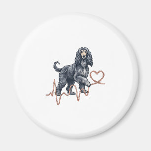 Afghan Hound Hund Herzschlag Linie Herz Magnet