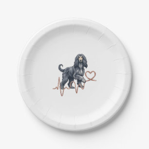 Afghan Hound Hund Herzschlag Linie Herz Pappteller