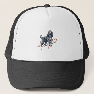 Afghan Hound Hund Herzschlag Linie Herz Truckerkappe