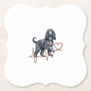Afghan Hound Hund Herzschlag Linie Herz Untersetzer