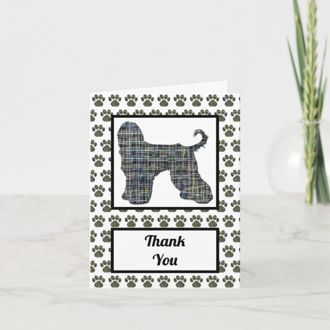 Afghan Hound Hund Silhouette Grid Danke (Vorderseite)
