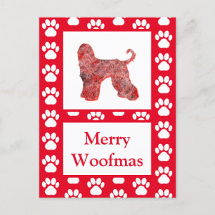 Afghan Hound Hund Silhouette Red Frohe Weihnachten Postkarte