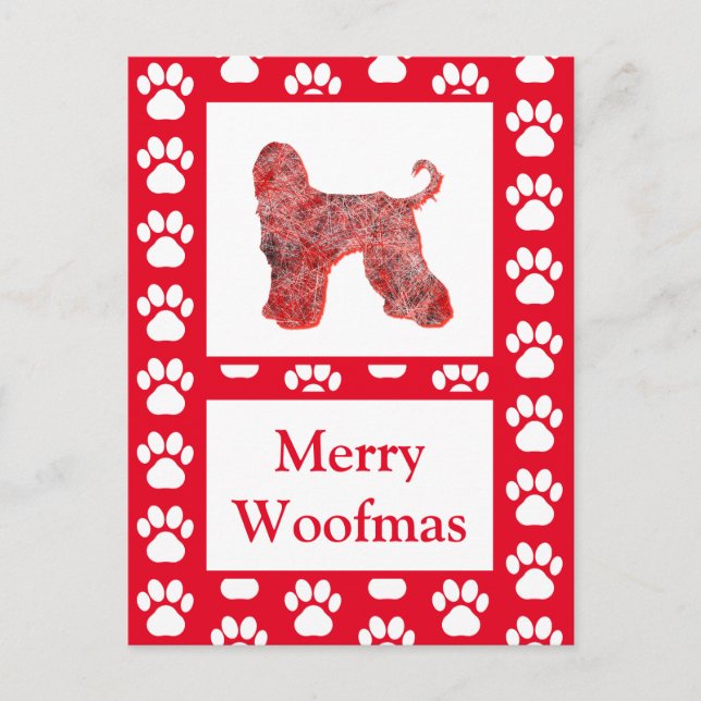 Afghan Hound Hund Silhouette Red Frohe Weihnachten Postkarte (Vorderseite)