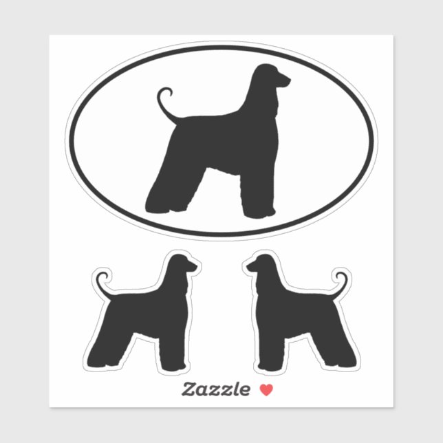 Afghan Hound Hund Silhouette Vinyl Sticker Set (Blatt)