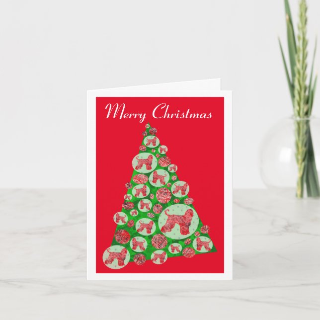 Afghan Hound Hund Silhouette Weihnachtsbaum Rot Karte (Vorderseite)