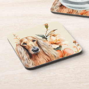 Afghan Hound Hund und Pfirsichlilien Getränkeuntersetzer