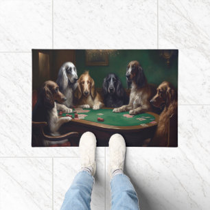 Afghan Hound Hunde beim Pokerspielen Kunst Fußmatte