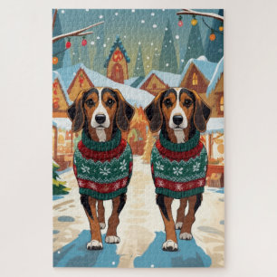 Afghan Hound Hunde Weihnachten Schnee Urlaub Puzzle