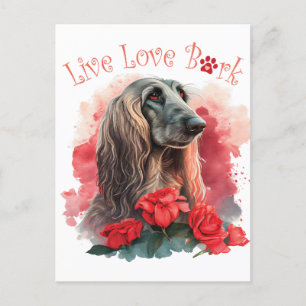 Afghan Hound-Hundemutter Blumen Postkarte