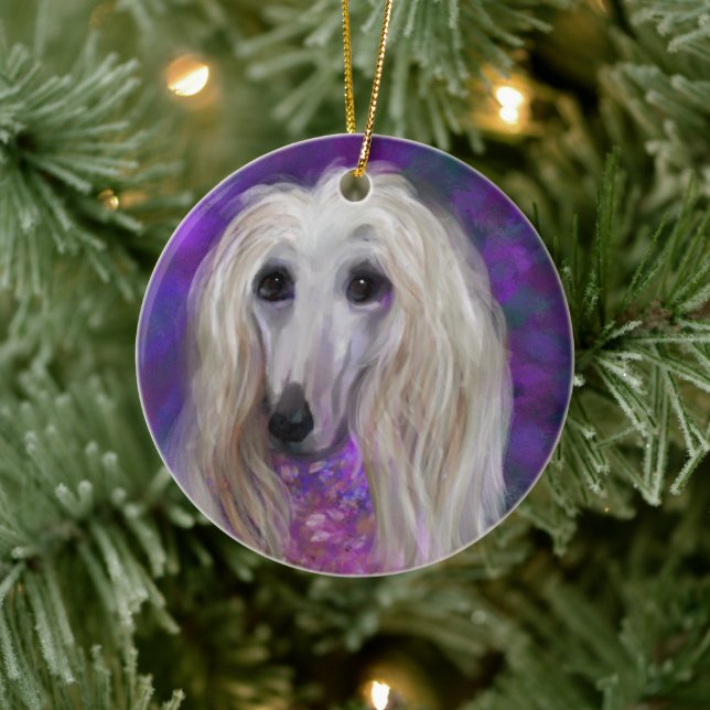 AFGHAN HOUND KERAMIK ORNAMENT (Baum)