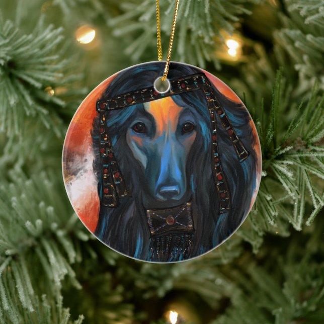 Afghan Hound Keramik Ornament (Baum)