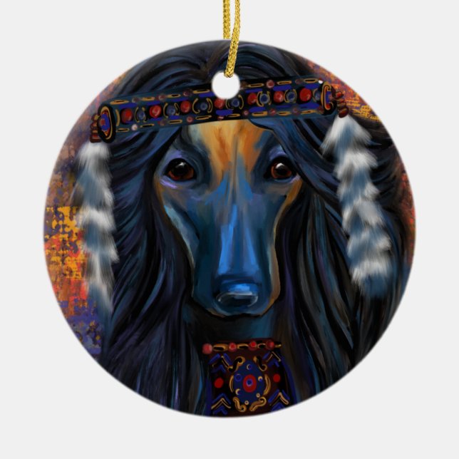 Afghan Hound Keramik Ornament (Vorne)