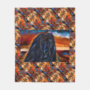 Afghan Hound Kokopelli Kunstmalerei   Fleecedecke