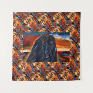 Afghan Hound Kokopelli Kunstmalerei Wandteppich