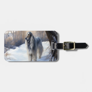Afghan Hound Lass es schneien Weihnachten Gepäckanhänger