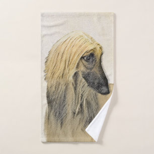 Afghan Hound Malerei - Niedliche Original Dog Art Badhandtuch Set