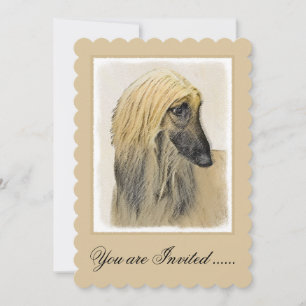 Afghan Hound Malerei - Niedliche Original Dog Art Einladung