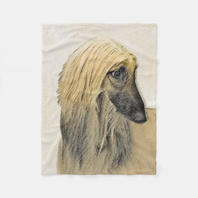 Afghan Hound Malerei - Niedliche Original Dog Art Fleecedecke (Vorderseite)
