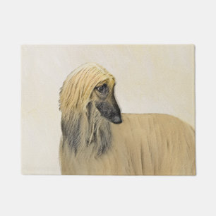 Afghan Hound Malerei - Niedliche Original Dog Art Fußmatte