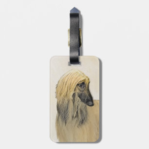 Afghan Hound Malerei - Niedliche Original Dog Art Gepäckanhänger