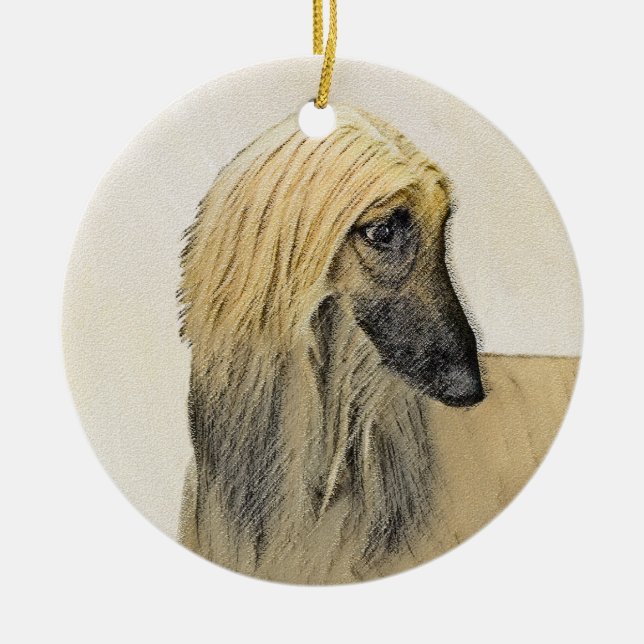 Afghan Hound Malerei - Niedliche Original Dog Art Keramik Ornament (Vorne)