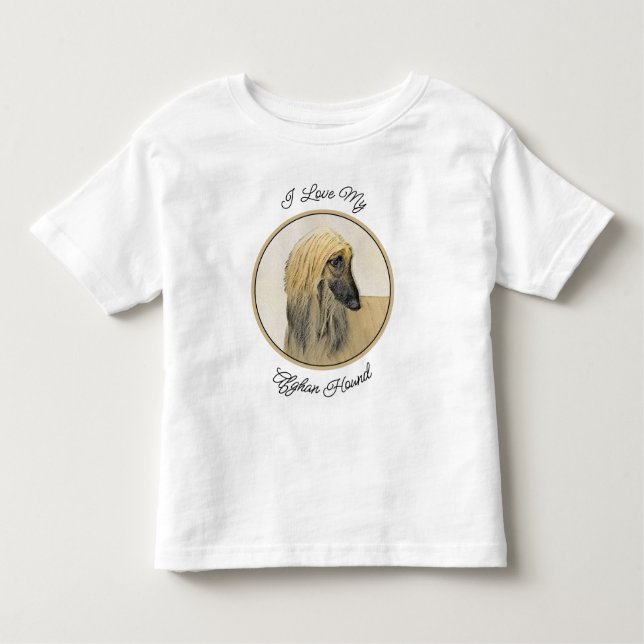 Afghan Hound Malerei - Niedliche Original Dog Art Kleinkind T-shirt (Vorderseite)