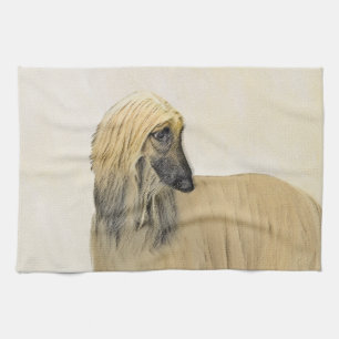 Afghan Hound Malerei - Niedliche Original Dog Art Küchentuch