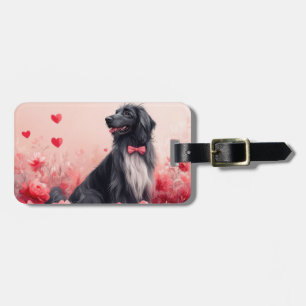 Afghan Hound mit Rosen - Valentinstag Gepäckanhänger