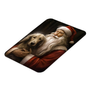 Afghan Hound mit Santa Claus Festliches Weihnachte Magnet