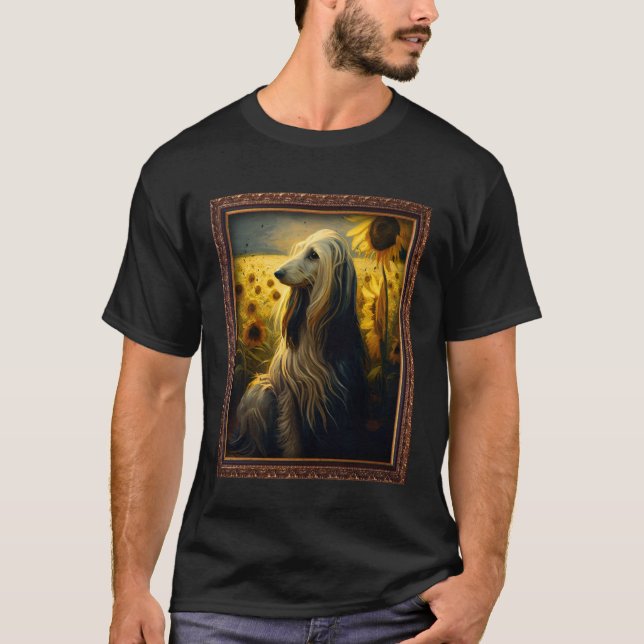 Afghan Hound Painting Sunflower Flower Mom Women F T-Shirt (Vorderseite)