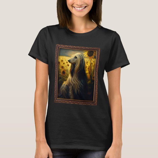 Afghan Hound Painting Sunflower Flower Mom Women F T-Shirt (Vorderseite)