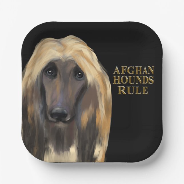AFGHAN HOUND   PAPPTELLER (Vorderseite)