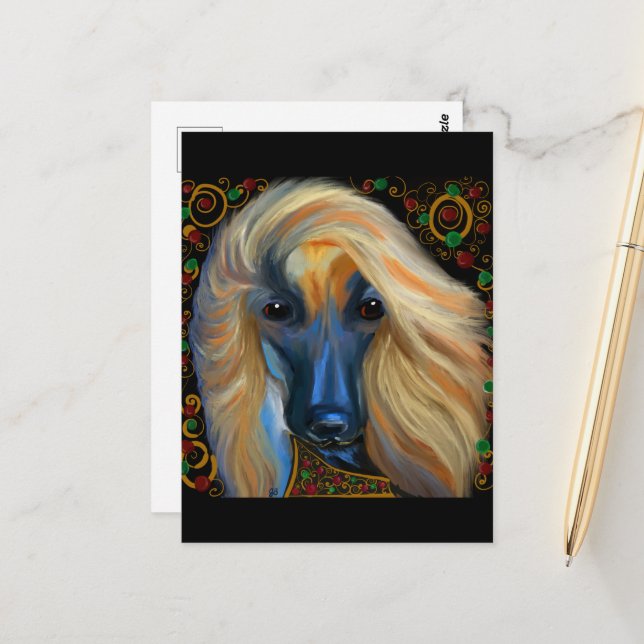 Afghan Hound Postkarte (Vorderseite/Rückseite Beispiel)