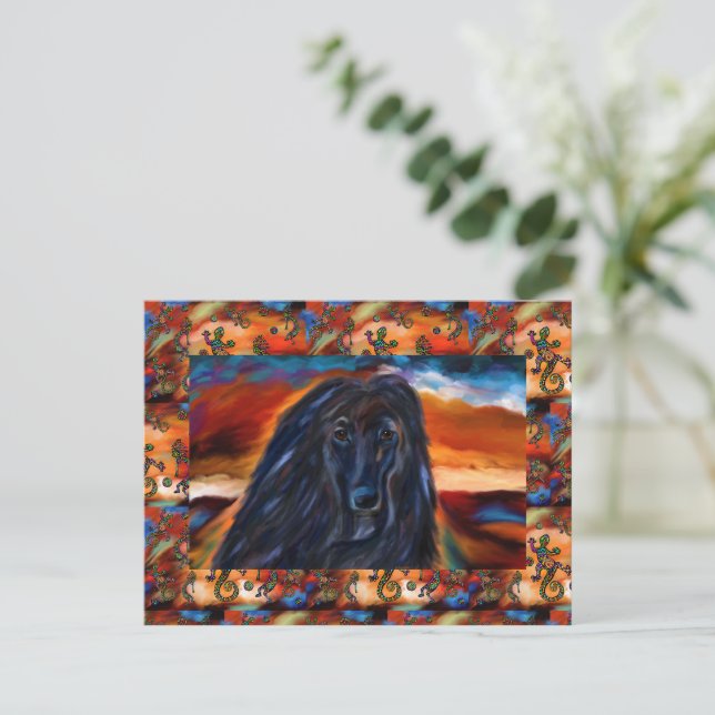 Afghan Hound Postkarte (Stehend Vorderseite)