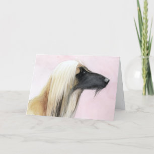 Afghan Hound Profil Hundekunst Grußkarte 5x7 Feiertagskarte