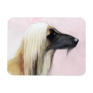 Afghan Hound Profil Hundekunst Grußkarte 5x7 Magnet