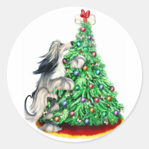 Afghan Hound Reach Goals Domino Blue Cream Runder Aufkleber