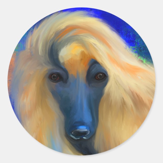 Afghan Hound Runder Aufkleber (Vorderseite)