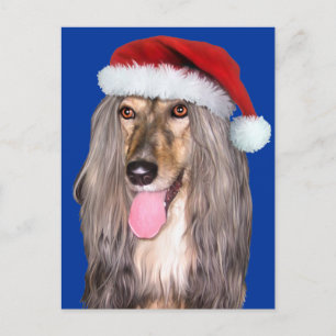 Afghan Hound Santa Claus Feiertagspostkarte