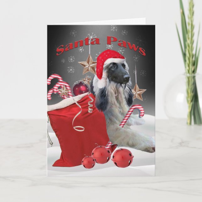 Afghan Hound Santa Paws Cards Feiertagskarte (Vorderseite)