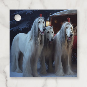 Afghan Hound Schneebedeckte Schlittenfahrt Weihnac Geschenkanhänger