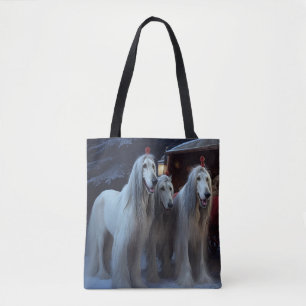 Afghan Hound Schneeschlittenfahrt Weihnachtsdekora